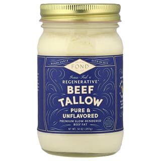 FOND Bone Broth, Grass-Fed & Regenerative Beef Tallow, Pure & Unflavored, Rindertalg von grasgefütterten Kühen, rein und geschmacksneutral, 397 g (14 oz.)