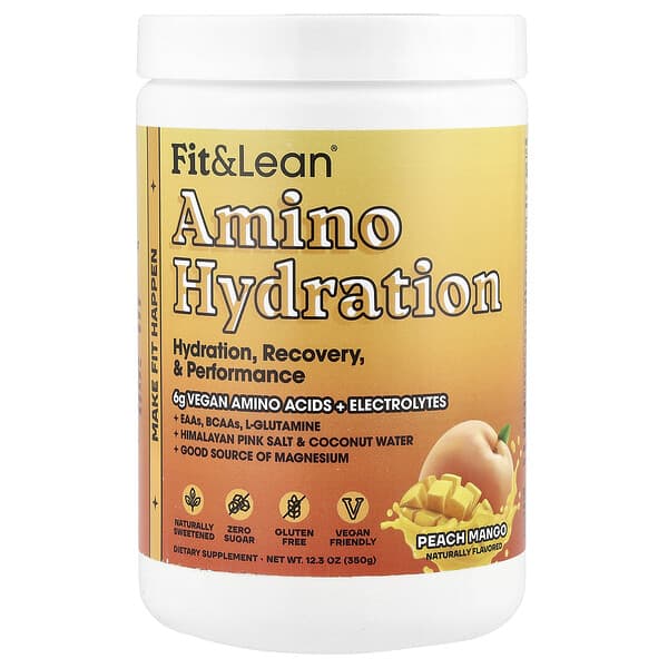 Fit & Lean Amino Hydration, Peach Mango, 12.3 oz (350 g)
