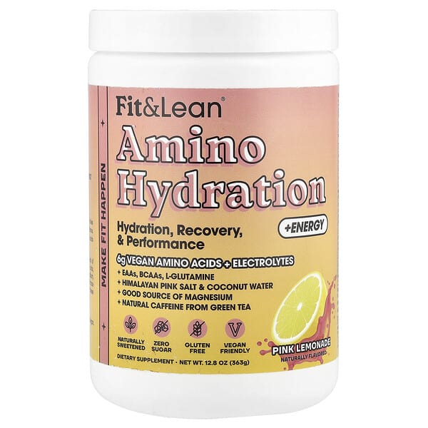 Fit & Lean Amino Hydration + Energy, Pink Lemonade, 12.8 oz (363 g)