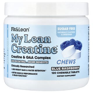 Fit & Lean, My Lean Creatine™ Tyggetabletter, Blå Hindbær, 120 Tyggetabletter