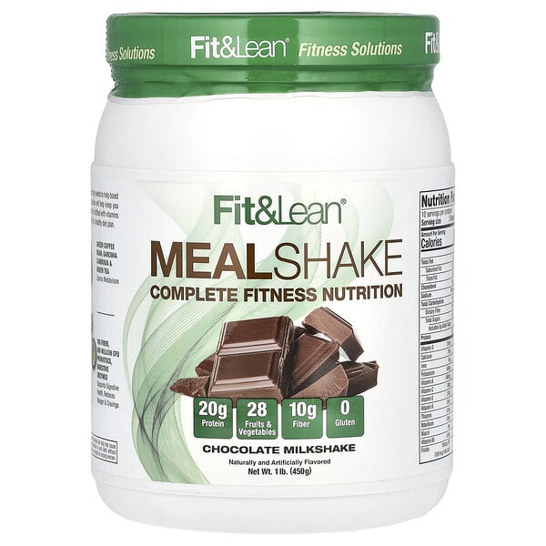 Fit &amp; Lean, 代餐奶昔，多面健身營養，巧克力奶昔，1 磅（450 克）