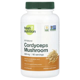 Fresh Nutrition, Cordyceps Mushroom, Cordyceps-Pilz, 500 mg, 90 Kapseln