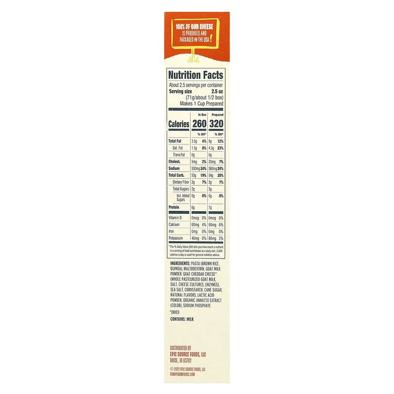 Goat Cheddar Brown Rice &amp; Quinoa Shells &amp; Cheese, 6 oz (170 g)