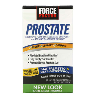 Force Factor, Prostate, Natural Prostate Health Solution, Prostata, natürliche Prostatagesundheit, 60 leicht zu schluckende Weichkapseln