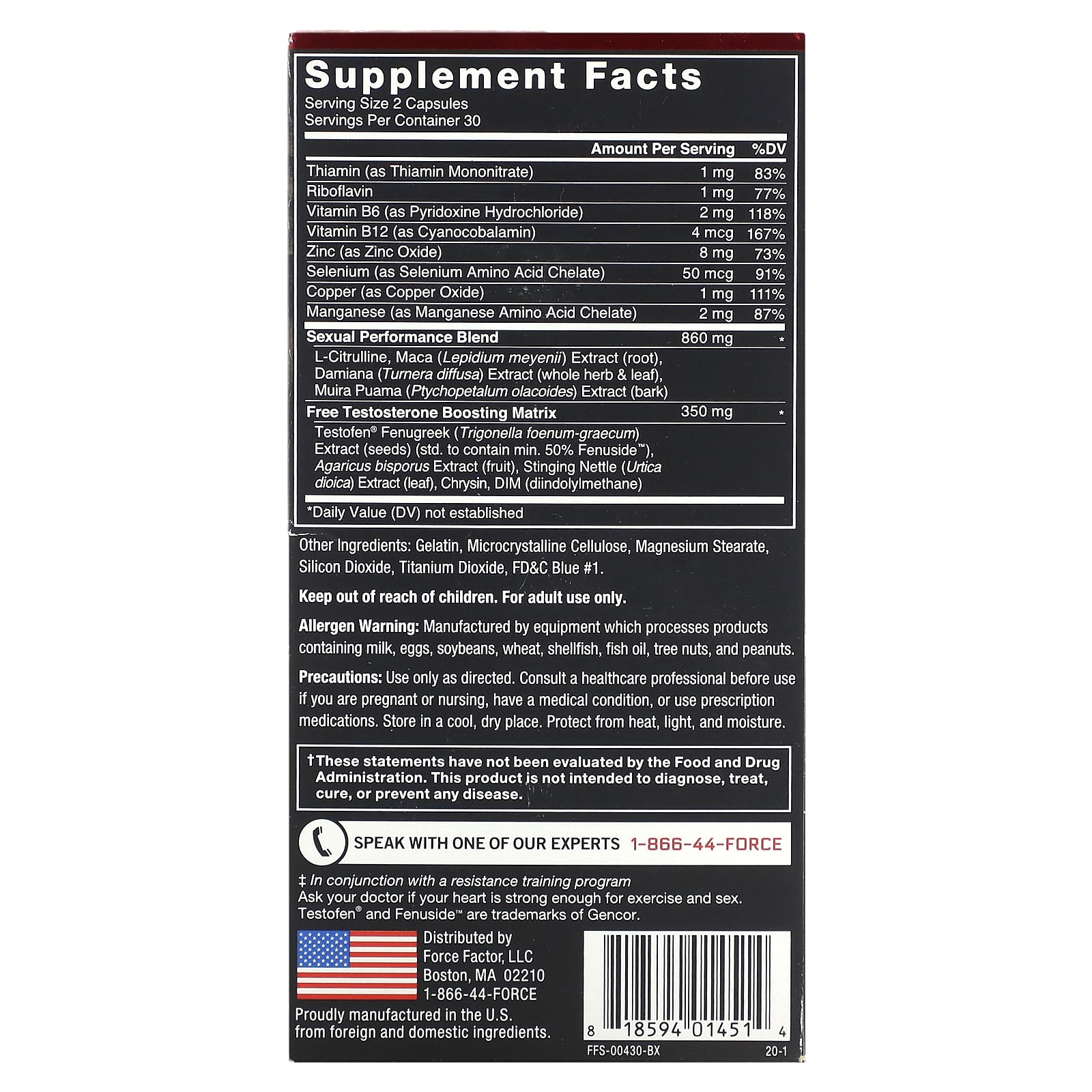 Force Factor, Force Factor Test X180 Alpha, Testosterone Booster, 60