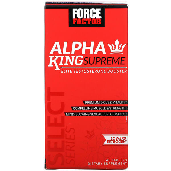 Force Factor, Alpha King Supreme, Potenciador de la testosterona de elite, 45 comprimidos