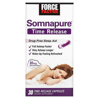 Force Factor, Melatonina de Liberação Temporária de Somnapure, 10 mg, 30 Cápsulas de Liberação Temporária