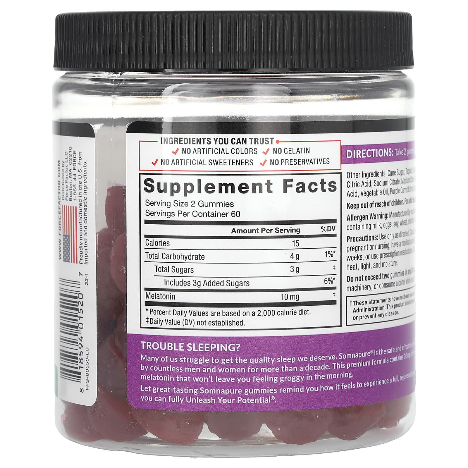 Force Factor, Somnapure Gummies, Melatonin, Dream Berry, 10 mg, 120 ...