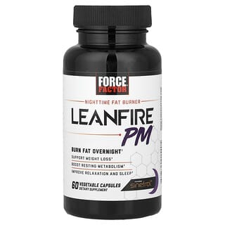 Force Factor, LeanFire® PM, Night-time Fat Burner, 60 Vegetable Capsules