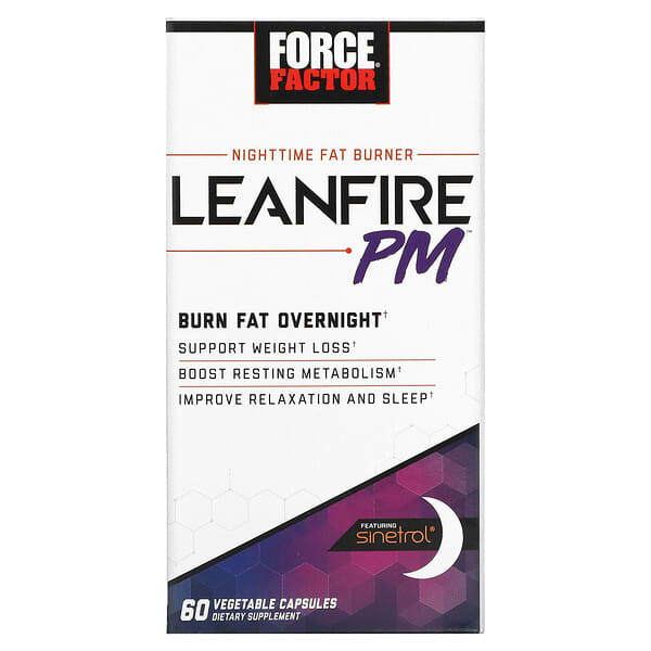 Force Factor, Nighttime Fatburner, Leanfire PM, 60 pflanzliche Kapseln