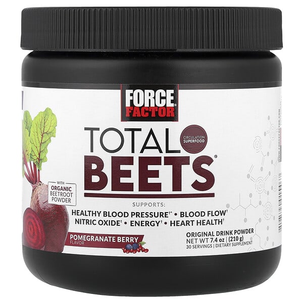 Force Factor, Total Beets, 오리지널 드링크 파우더, 석류 베리, 210g(7.4oz)
