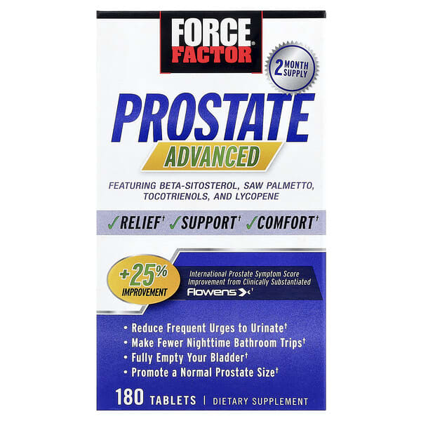 Force Factor, Suplemento avanzado para la salud de la próstata, 180 comprimidos