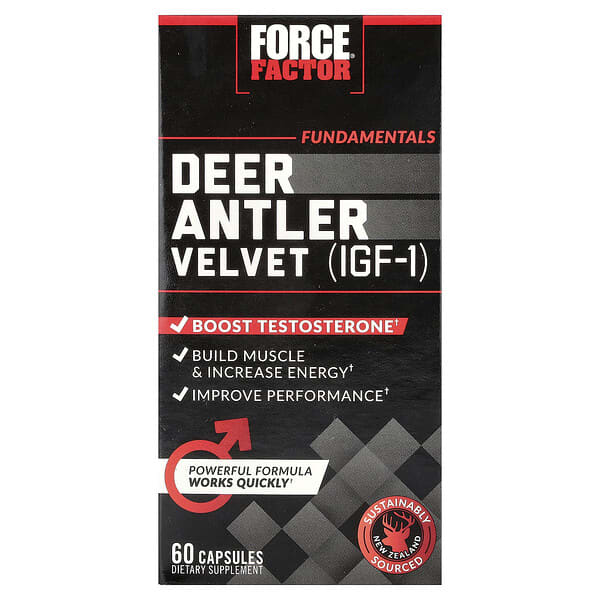 Force Factor, 펀더멘탈, 사슴 녹용(IGF-1), 캡슐 60정
