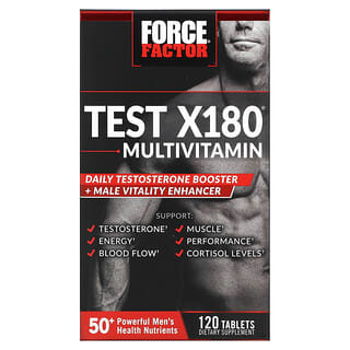 Force Factor, Test X180 Multivitamínico y potenciador de testosterona, 120 comprimidos