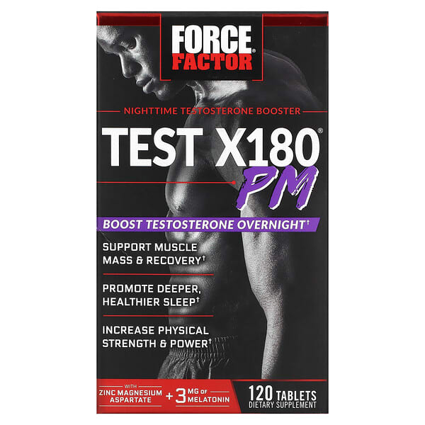 Force Factor, Test X180 PM, Testosteron-Booster für die Nacht, 120 Tabletten