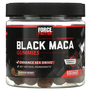 Force Factor, Fundamentals, schwarzes Maca, Passionsbeere, 60 Fruchtgummis