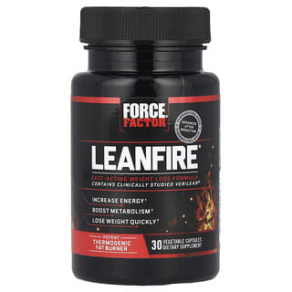 Force Factor, LeanFire, Fórmula de rápida acción para favorecer la pérdida de peso, 30 cápsulas vegetales
