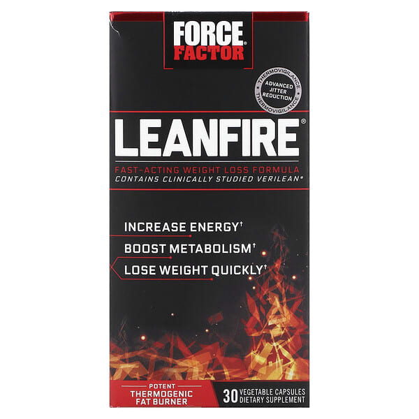 Force Factor, LeanFire, Formule de perte de poids à action rapide, 30 capsules végétariennes