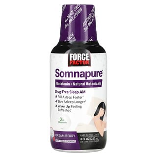 Force Factor, Somnapure, Melatonina + Produtos Botânicos Naturais, Dream Berry, 237 ml (8 fl oz)