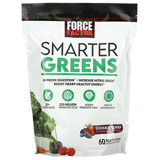 Force Factor, Smarter Greens, Bacche estive, 60 masticabili morbide