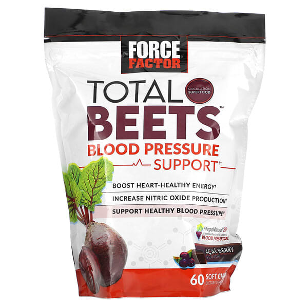 Force Factor‏, Total Beets Blood Pressure Support, אסאי ברי, 60 חטיפים לעיסים רכים
