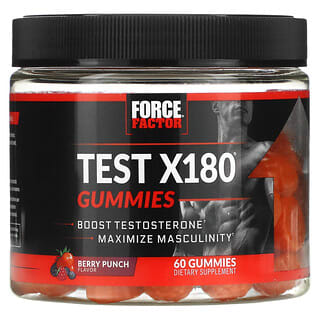 Force Factor, Test X180, улучшение уровня тестостерона, ягодный пунш, 60 жевательных таблеток