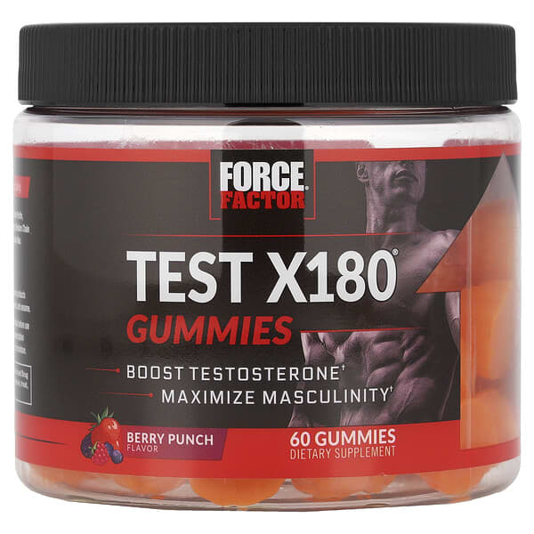 Force Factor, Test X180® Gomitas, Ponche de bayas, 60 gomitas