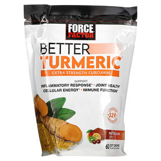 Force Factor, Mejor cúrcuma, Curcumina con concentración extra, Salpicaduras de frutas, 60 comprimidos masticables blandos