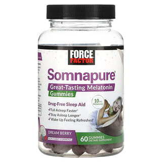 Force Factor, Somnapure, Great Tasting Melatonin Gummies, Dream Berry, 5 mg, 60 Gummies