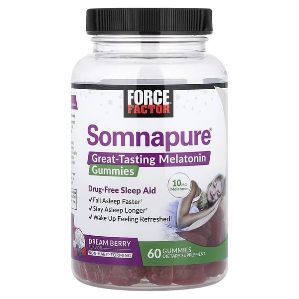 Somnapure®, Great Tasting Melatonin Gummies, Dream Berry, 60 Gummies (5 mg per Gummy)