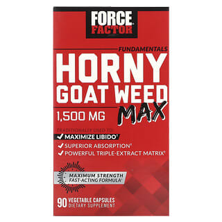 Force Factor, Fundamentals, Horny Goat Weed Max, 500 мг, 90 растительных капсул