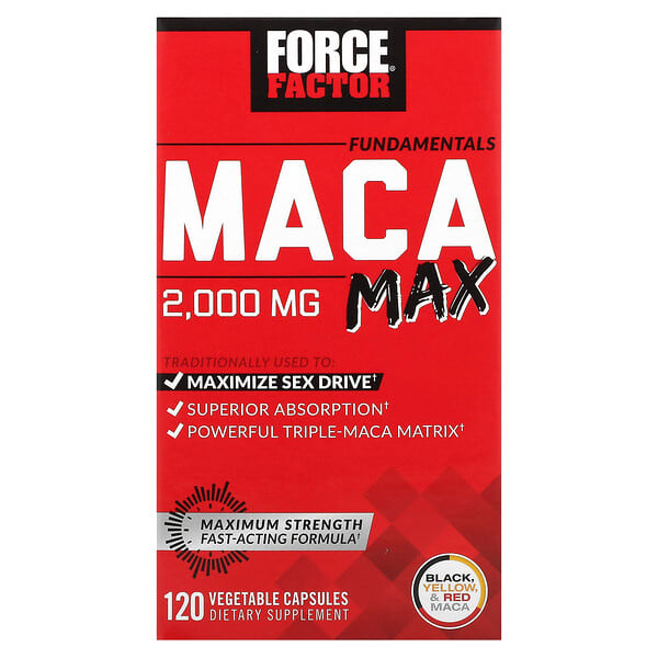 Force Factor, Fundamentals，特強型瑪卡，2,000 毫克，120 粒素食膠囊（每粒膠囊 500 毫克）