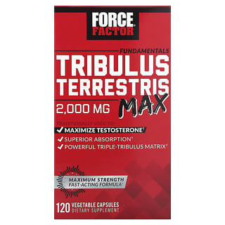 Force Factor, Ingredientes esenciales, Tribulus terrestris Max, 2000 mg, 120 cápsulas vegetales (500 mg por cápsula)