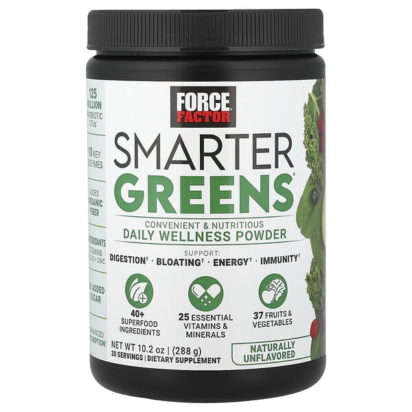 Force Factor, Smarter Greens，日常健康粉劑，天然原味，10.2 盎司（288 克）