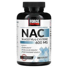 Force Factor, Fundamentals, NAC, Acetilcisteína, 600 mg, 200 Cápsulas Vegetais