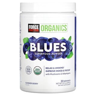 Force Factor, Organics, Superalimento azul en polvo, Baya de verano`` 344 g (12,1 oz)