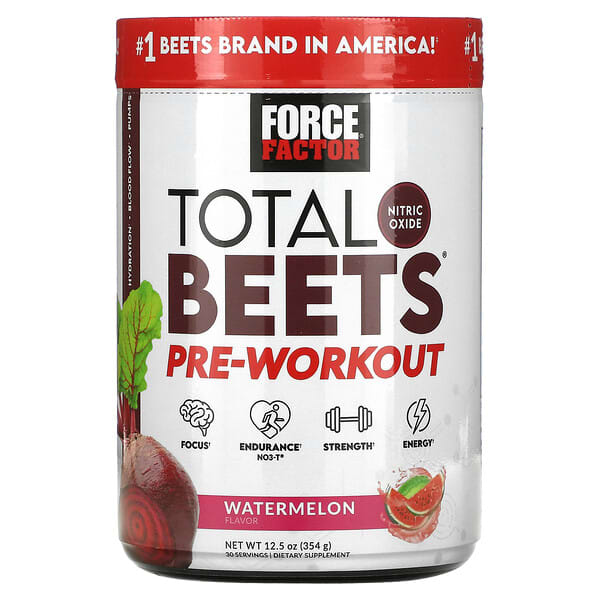 Force Factor, Total Beets（トータルビート）、プレワークアウト、スイカ味、354g（12.5オンス）