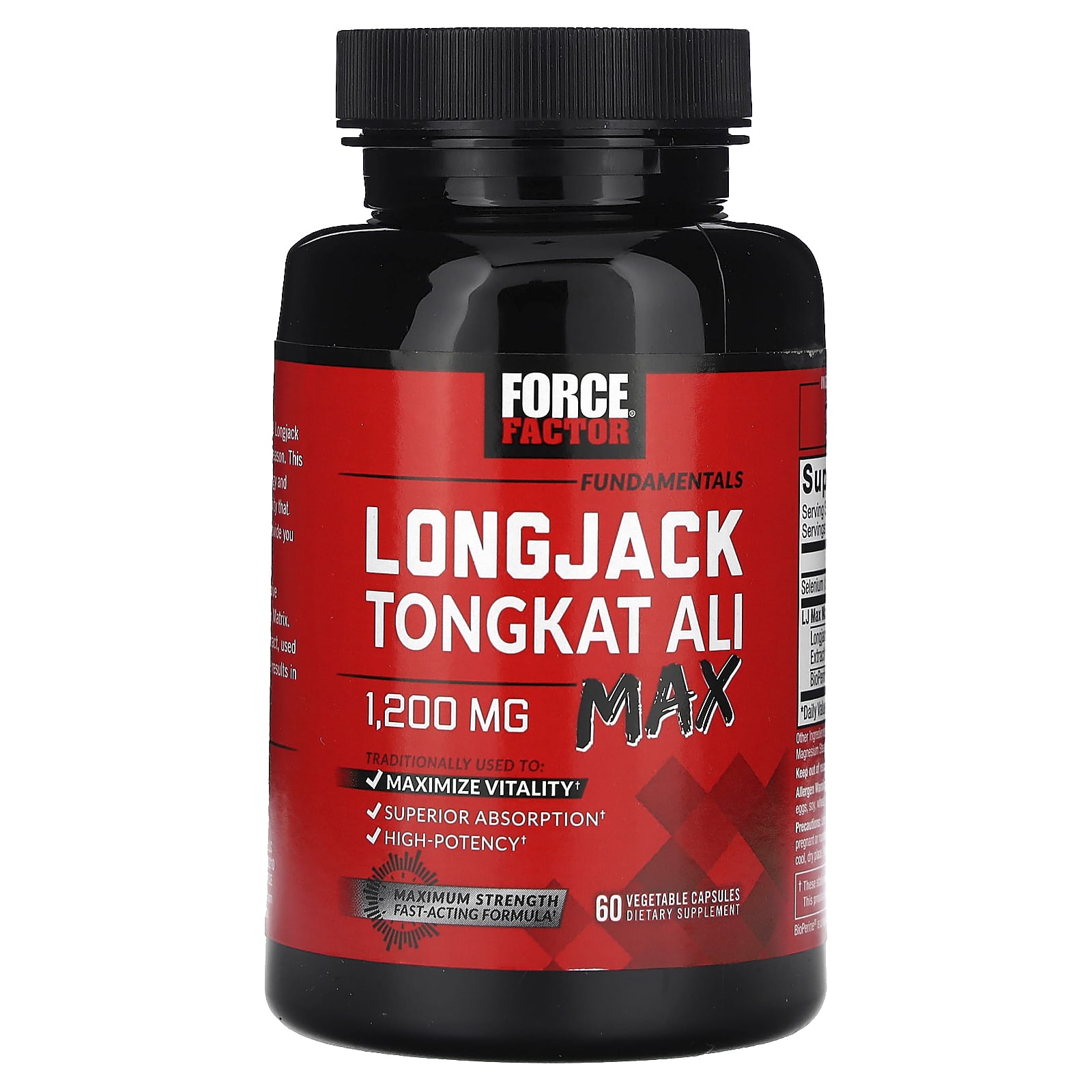 Force Factor Longjack Tongkat Ali Capsules Force Factor, Fundamentals, LongJack Tongkat Ali Max, 1,200 mg, 60