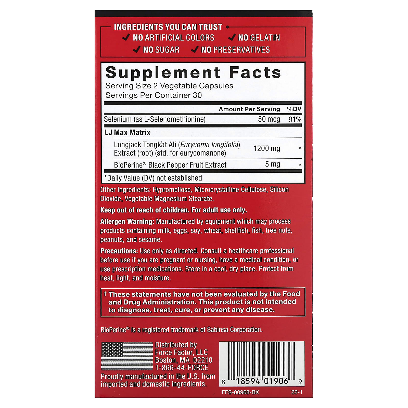 Force Factor, Fundamentals, LongJack Tongkat Ali Max, 1,200 mg, 60