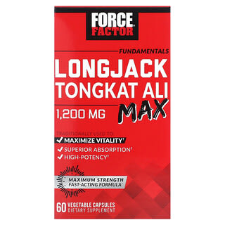 Force Factor, Fundamentals, LongJack Tongkat Ali Max, еврикома довголиста, 1200 мг, 60 рослинних капсул