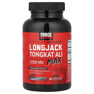 Force Factor, Fundamentals, LongJack Tongkat Ali Max, 1,200 mg, 60 Vegetable Capsules (600 mg per Capsule)