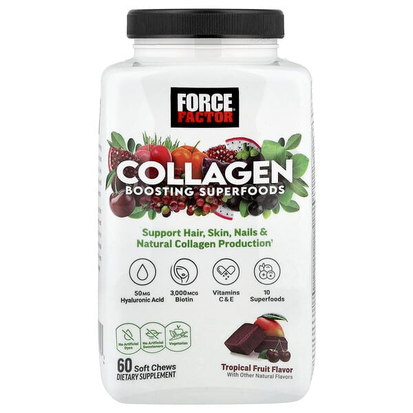 Force Factor, Collagen Boosting Superfoods, Tropical Fruit, 60 Soft Chews