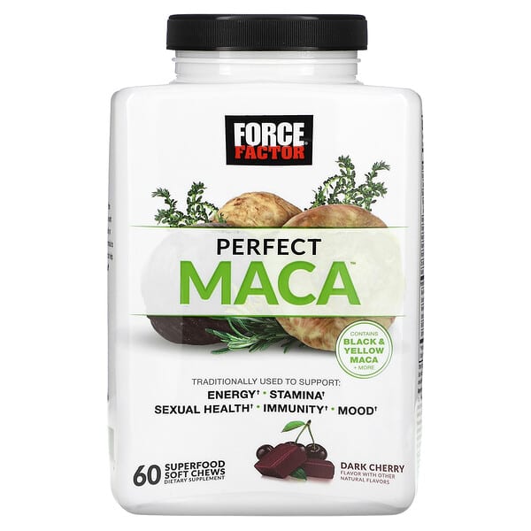 Force Factor, Perfect Maca，黑櫻桃，60 片 Superfood 軟咀嚼片