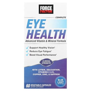 Force Factor‏, בריאות העין מלאה, נוסחה מתקדמת של ויטמינים ומינרלים, 60 כמוסות צמחיות