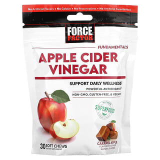 Force Factor, Vinagre de sidra de manzana, Manzana acaramelada`` 30 comprimidos masticables blandos