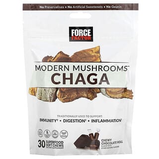 Force Factor, Modern Mushrooms, Chaga, Rollo de chocolate masticable, 30 bocadillos masticables blandos con superalimentos