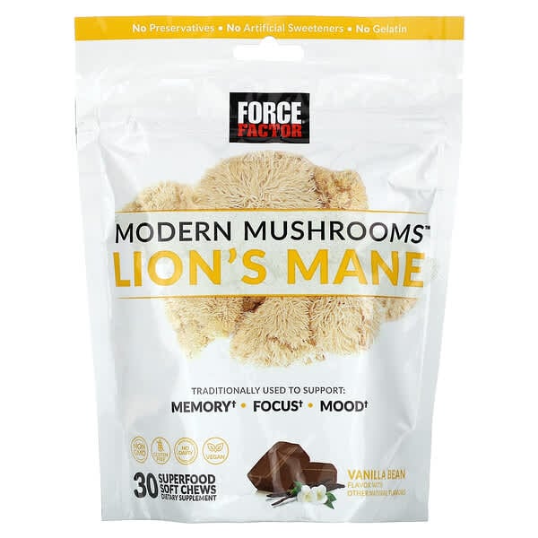 Force Factor, Modern Mushrooms, Löwenmähne, Vanilleschote, 30 Superfood Kau-Snacks