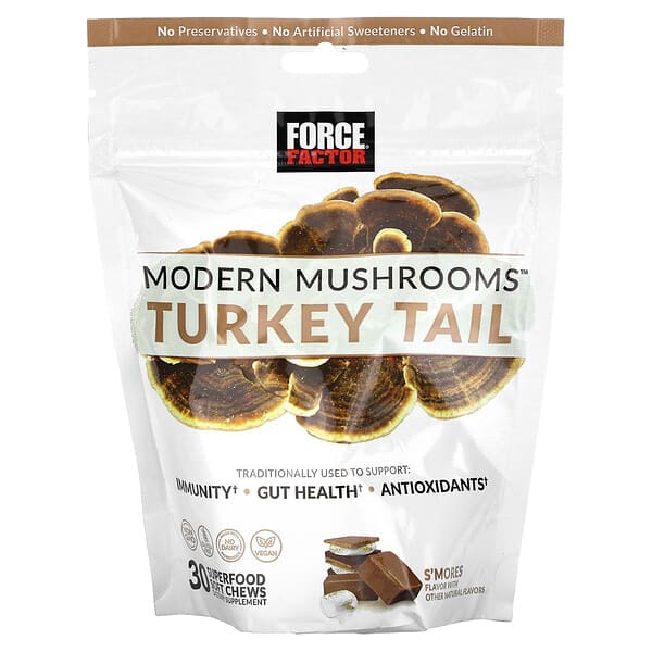 Force Factor, Modern Mushrooms, Turkey Tail, S'mores, 30 Superfood Soft Chews