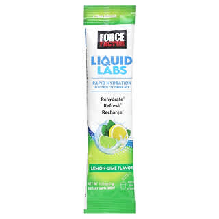 Force Factor, Liquid Labs, Mezcla para preparar bebidas con electrolitos de hidratación rápida, Lima-limón`` 1 barra, 7 g (0,25 oz)
