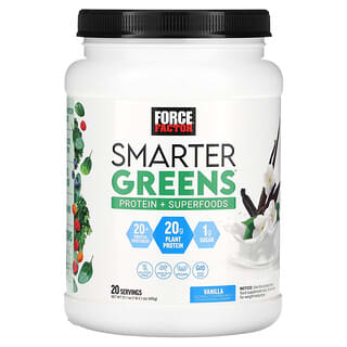 Force Factor, Smarter Greens Protein y superalimentos, Vainilla`` 600 g (1 lb 5,1 oz)